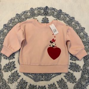 Baby Gap Minnie Mouse Sweatshirt Heart 0-3M 3-6M Disney Princess NWT!!